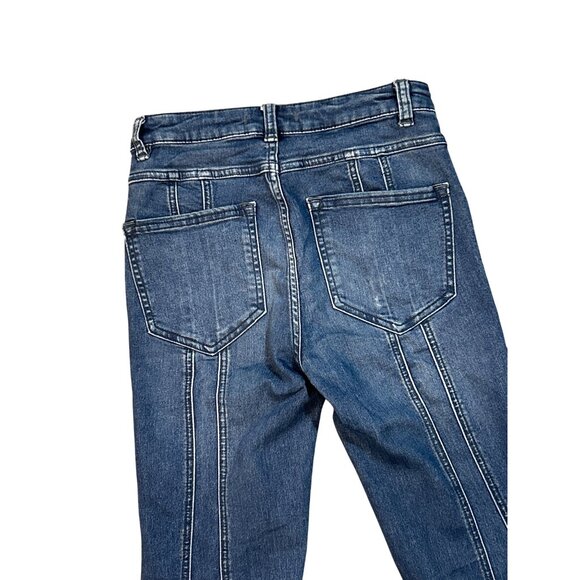 Free People Womens Mid-Rise Flare Leg Jeans Size 25 Seam Detail Y2K 90s Skater - Picture 4 of 6